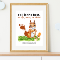 Fall Squirrel Footprint Craft Printable | Fall Is the Best No Ifs Ands or Nuts | Autumn Acorn Keepsake for Kids