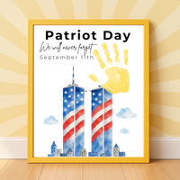 Patriot Day September 11th Handprint Craft Printable | 9/11 Remembrance Keepsake | Twin Towers Handprint Activity | Preschool Patriot Day Craft