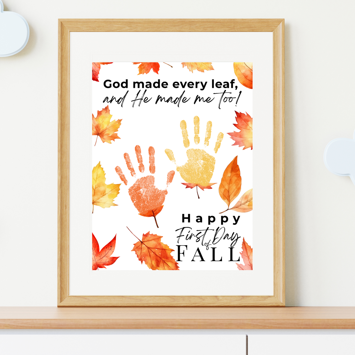 Christian First Day of Fall Handprint Craft Printable, Baby's First Fall Keepsake, God Made Every Leaf, Preschool Autumn Activity, Thanksgiving Craft