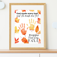Christian First Day of Fall Handprint Craft Printable, Baby's First Fall Keepsake, God Made Every Leaf, Preschool Autumn Activity, Thanksgiving Craft