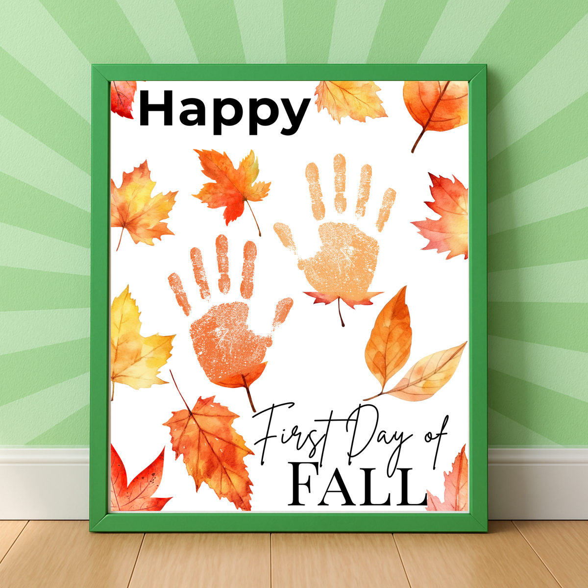 Happy First Day of Fall Handprint Craft | Autumn Keepsake Printable | Preschool Fall Handprint Activity | Classroom & Homeschool Fall Craft
