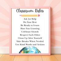 Classroom Rules Printable Poster Set | Preschool Classroom Decor | Classroom Rules Wall Art | Teacher Classroom Poster | Homeschool Classroom Decor