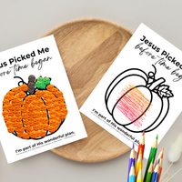 Jesus Picked Me Before Time Began Pumpkin Craft | Christian Fall Printable | Preschool Thanksgiving Activity