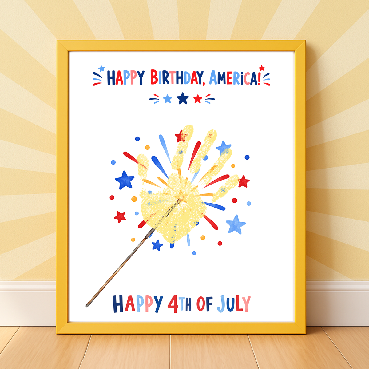 4th of July Handprint Craft for Kids | Patriotic Preschool & Kindergarten Activity | Happy Birthday America Printable