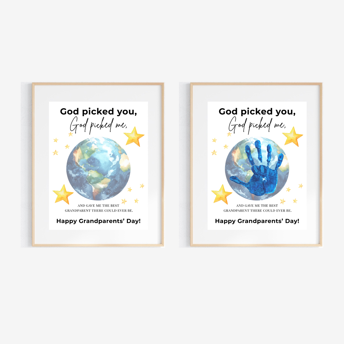 Grandparents Day Handprint Craft Printable | “God Picked You, God Picked Me” Faith-Based Grandparent Keepsake | Kids Christian Art PDF