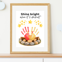 Campfire Handprint Craft Printable | Shine Bright When It's Darkest | Fall Campfire Keepsake | Halloween Thanksgiving Preschool Activity