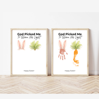 God Picked Me to Shine His Light Easter Handprint Craft Printable | Christian Bunny & Carrot Keepsake | Faith-Based Kids Easter Activity PDF