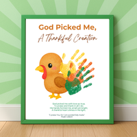 God Picked Me, A Thankful Creation Handprint Craft Printable | Christian Thanksgiving Activity | Preschool Turkey Keepsake
