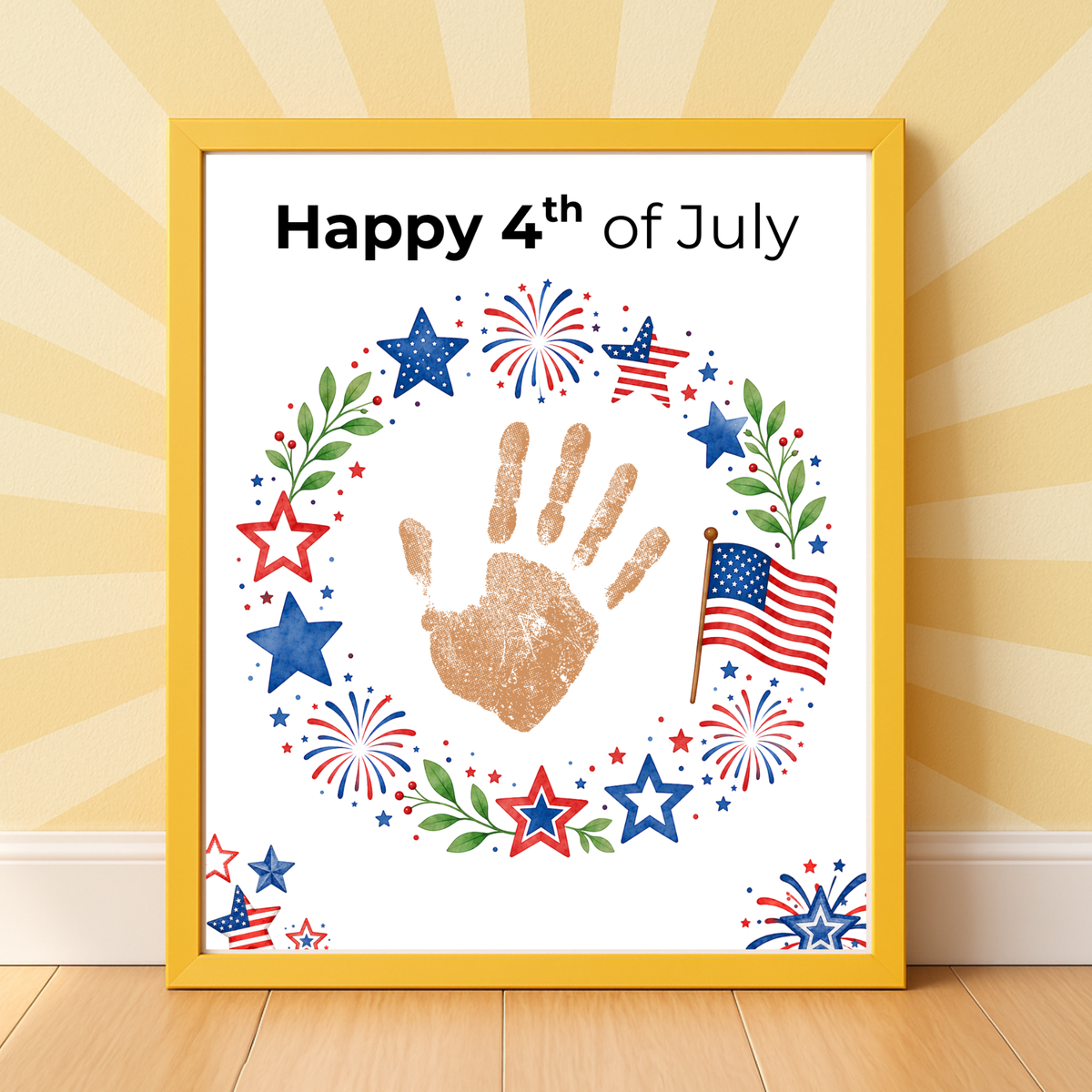 4th of July Handprint Wreath Craft for Kids | Patriotic Preschool & Kindergarten Activity | Independence Day Printable