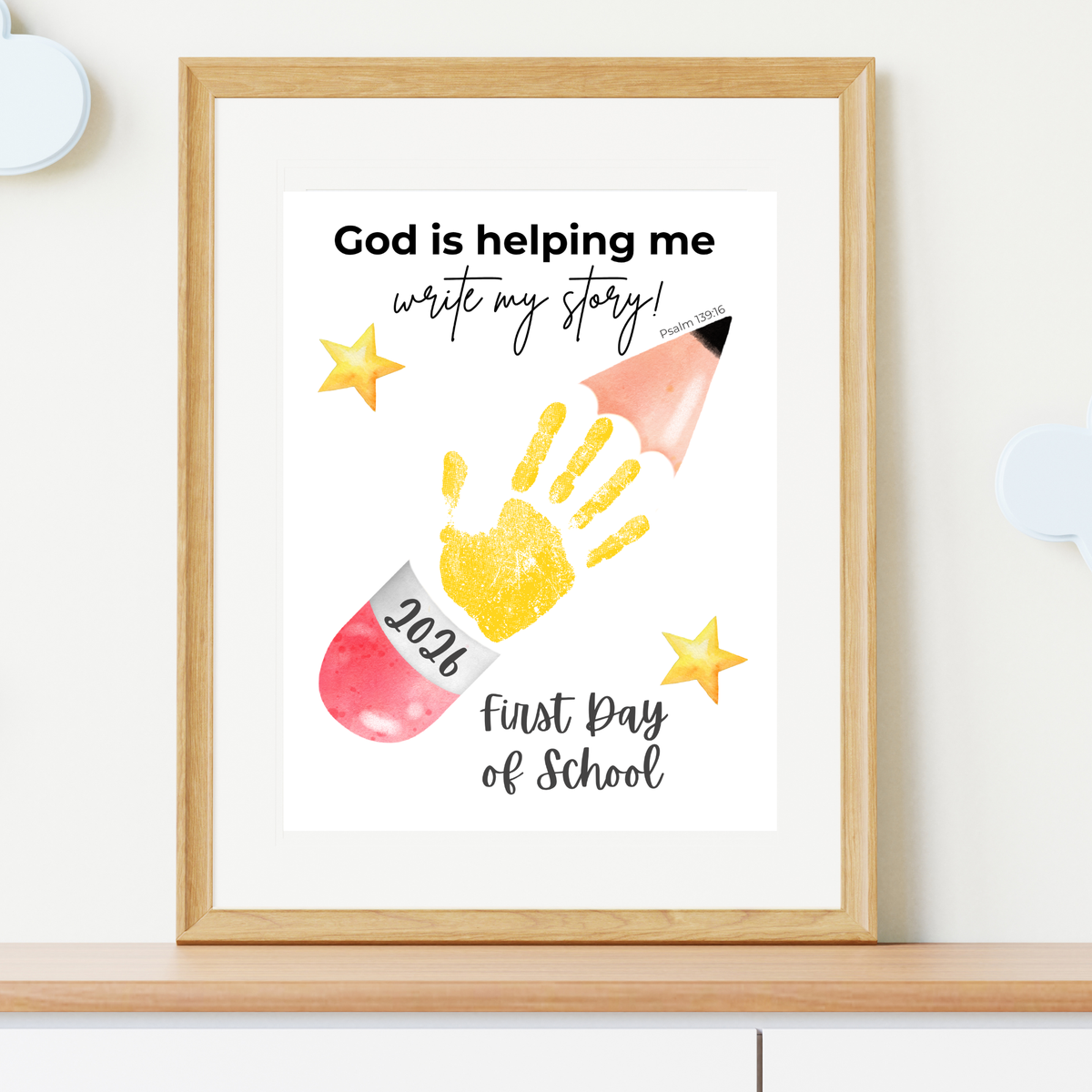 God Is Helping Me Write My Story First Day of School Pencil Handprint Craft | Christian Back to School Printable | Preschool Kindergarten Keepsake PDF