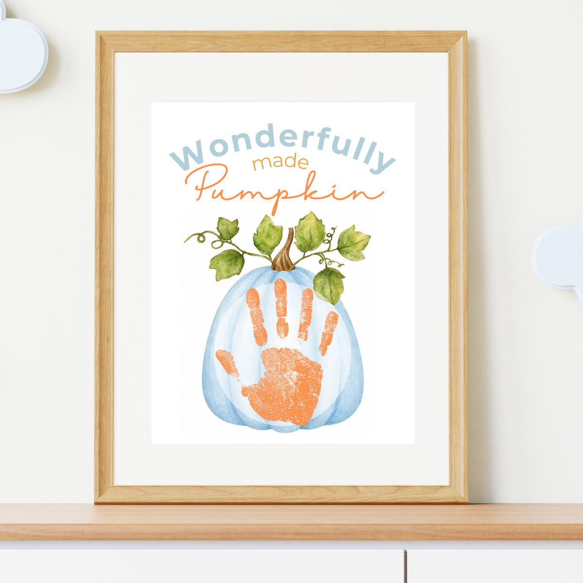 Blue Pumpkin Handprint Craft Printable | Wonderfully Made Pumpkin Keepsake | Fall Handprint Activity for Kids | Preschool Autumn Craft | Digital Download