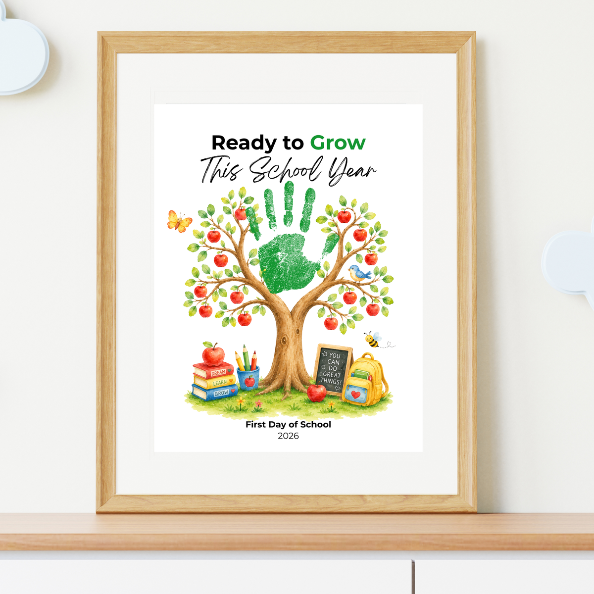 Ready to Grow This School Year Handprint Craft Printable, First Day of School Keepsake, Apple Tree Handprint Activity, Preschool Kindergarten PDF