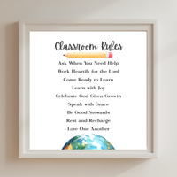 Christian Classroom Rules Printable Poster Set | Bible Classroom Decor | Christian School Rules | Sunday School Wall Art | Homeschool Classroom Poster