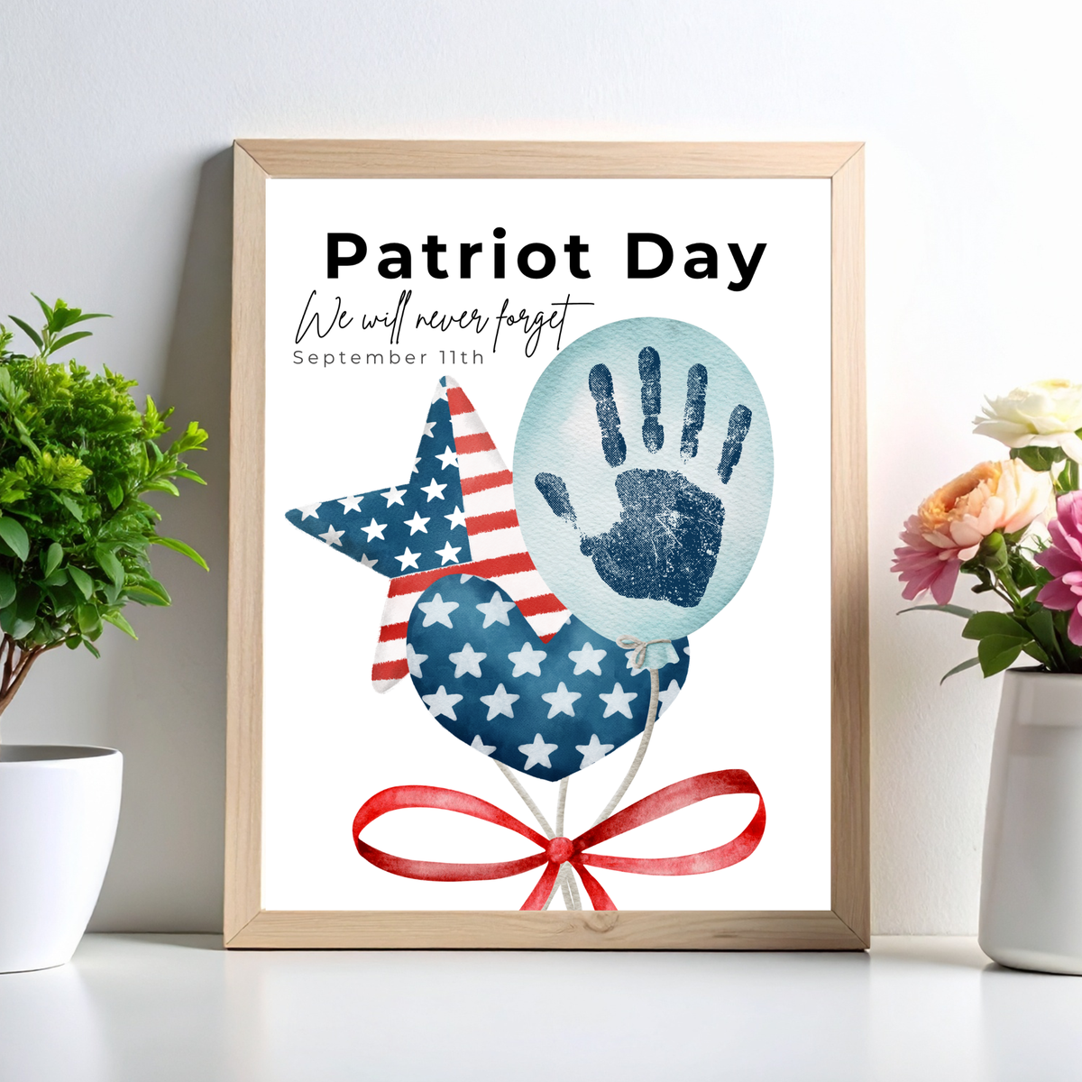 Patriot Day Balloons Handprint Craft for Kids | September 11th Preschool 9/11 Remembrance Activity & Keepsake