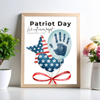 Patriot Day Balloons Handprint Craft for Kids | September 11th Preschool 9/11 Remembrance Activity & Keepsake