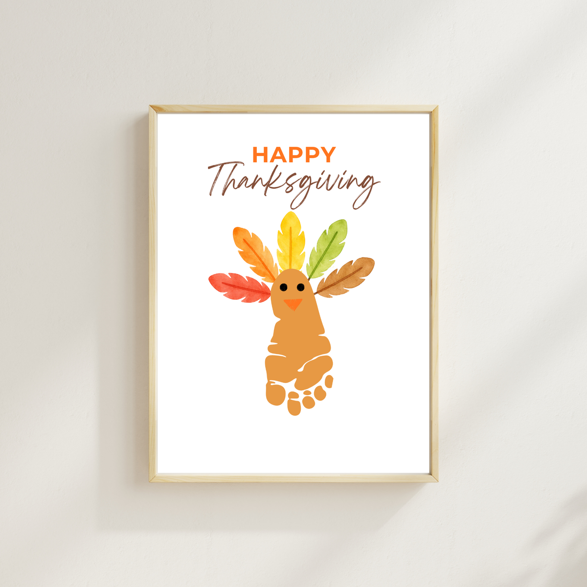 Happy Thanksgiving Footprint Craft Printable, Turkey Footprint Keepsake, Fall Thanksgiving Activity for Kids, Preschool Classroom Craft PDF