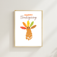 Happy Thanksgiving Footprint Craft Printable, Turkey Footprint Keepsake, Fall Thanksgiving Activity for Kids, Preschool Classroom Craft PDF