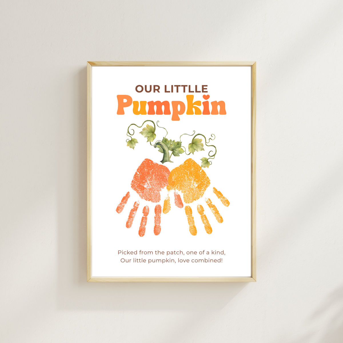 Pumpkin Handprint & Footprint Craft Printable | Our Little Pumpkin Keepsake | Fall Baby Handprint Craft | Preschool Autumn Activity | Digital Download