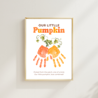 Pumpkin Handprint & Footprint Craft Printable | Our Little Pumpkin Keepsake | Fall Baby Handprint Craft | Preschool Autumn Activity | Digital Download