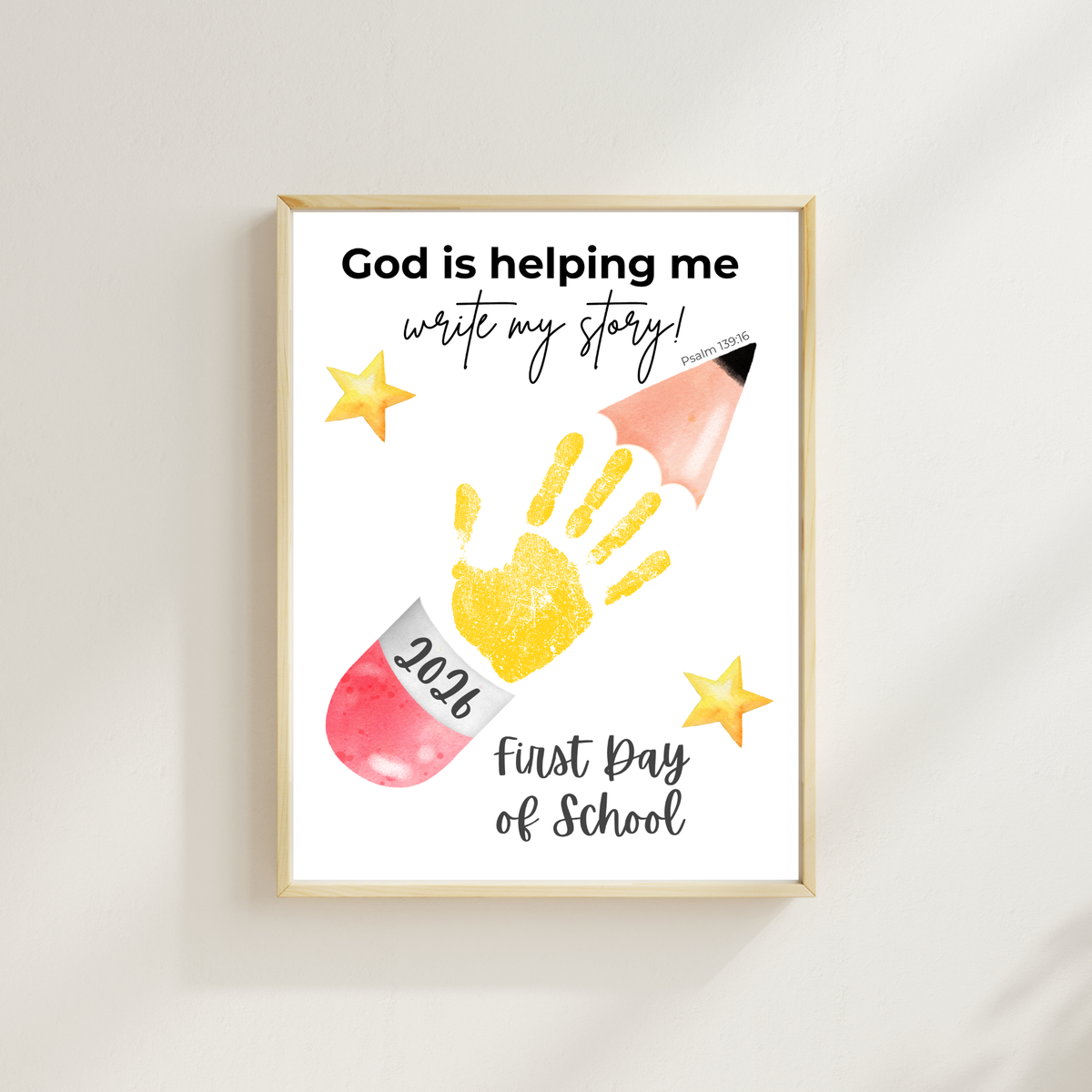 God Is Helping Me Write My Story First Day of School Pencil Handprint Craft | Christian Back to School Printable | Preschool Kindergarten Keepsake PDF