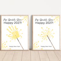 Pop, Sparkle, Shine Handprint & Fingerprint Craft | Happy New Year 2027 Printable | Preschool New Year's Eve Activity | Kids Keepsake Craft