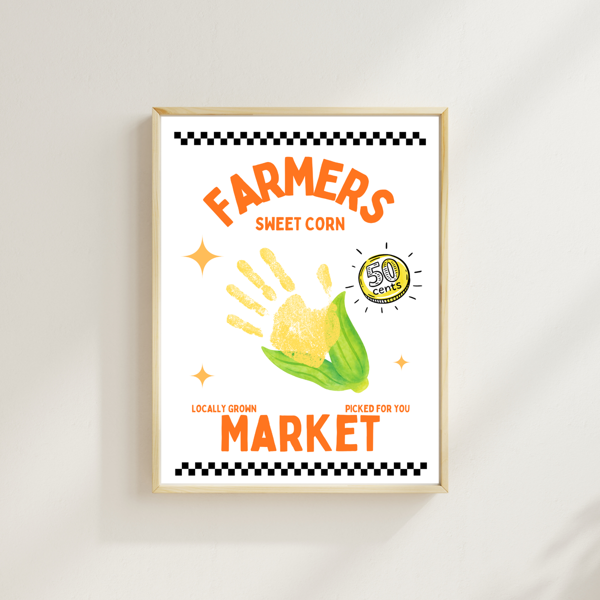 Farmers Market Sweet Corn Handprint Craft Printable, Corn Handprint Keepsake, Fall Harvest Activity, Preschool Kindergarten Thanksgiving PDF