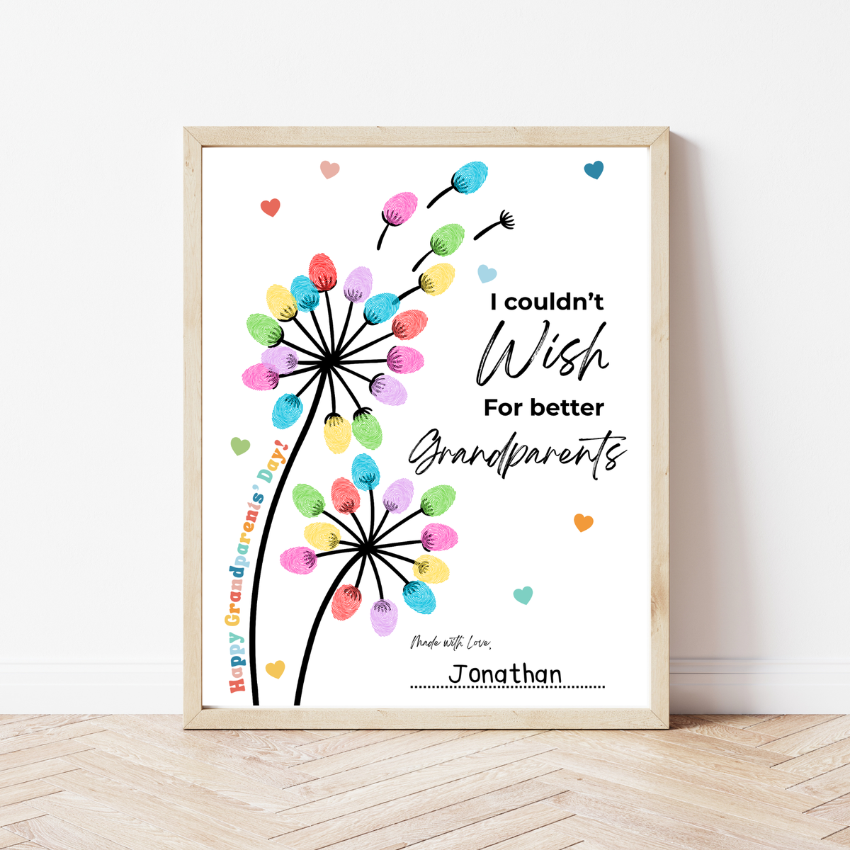 Grandparents Day Fingerprint Craft for Kids | I Couldn’t Wish for Better Grandparents Printable | Dandelion Keepsake
