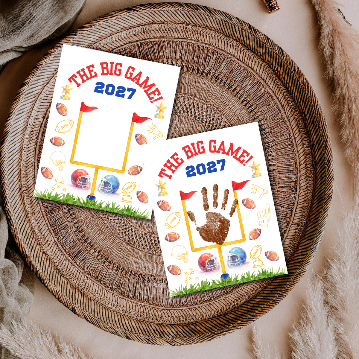 Super Bowl 2027 Handprint Craft for Kids | The Big Game Football Printable | Preschool Sports Keepsake