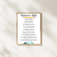Classroom Rules Printable Poster Set | Preschool Classroom Decor | Classroom Rules Wall Art | Teacher Classroom Poster | Homeschool Classroom Decor
