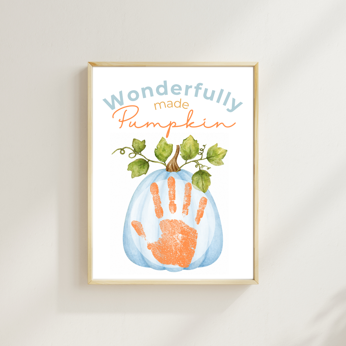 Blue Pumpkin Handprint Craft Printable | Wonderfully Made Pumpkin Keepsake | Fall Handprint Activity for Kids | Preschool Autumn Craft | Digital Download