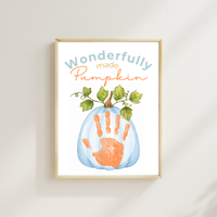 Blue Pumpkin Handprint Craft Printable | Wonderfully Made Pumpkin Keepsake | Fall Handprint Activity for Kids | Preschool Autumn Craft | Digital Download