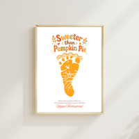 Pumpkin Pie Footprint Craft Printable, Sweeter Than Pumpkin Pie Keepsake, Baby Footprint Art, Thanksgiving Craft for Kids, Fall Printable PDF