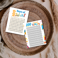 100 Days of School Printable Activities | 100 Chart & Color by Number Classroom Worksheets for Kids