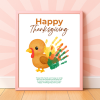 Happy Thanksgiving Turkey Handprint Craft Printable | Thanksgiving Handprint Keepsake | Preschool Fall Activity PDF