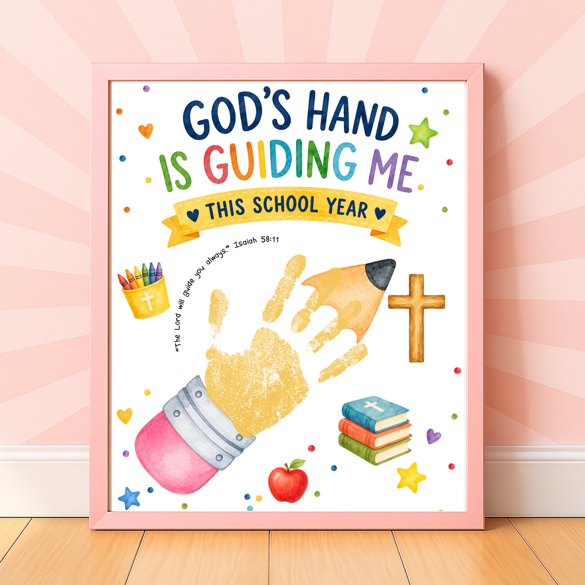 God's Hand Is Guiding Me This School Year Handprint Craft Printable | Christian First Day of School Keepsake