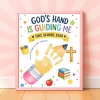 God's Hand Is Guiding Me This School Year Handprint Craft Printable | Christian First Day of School Keepsake