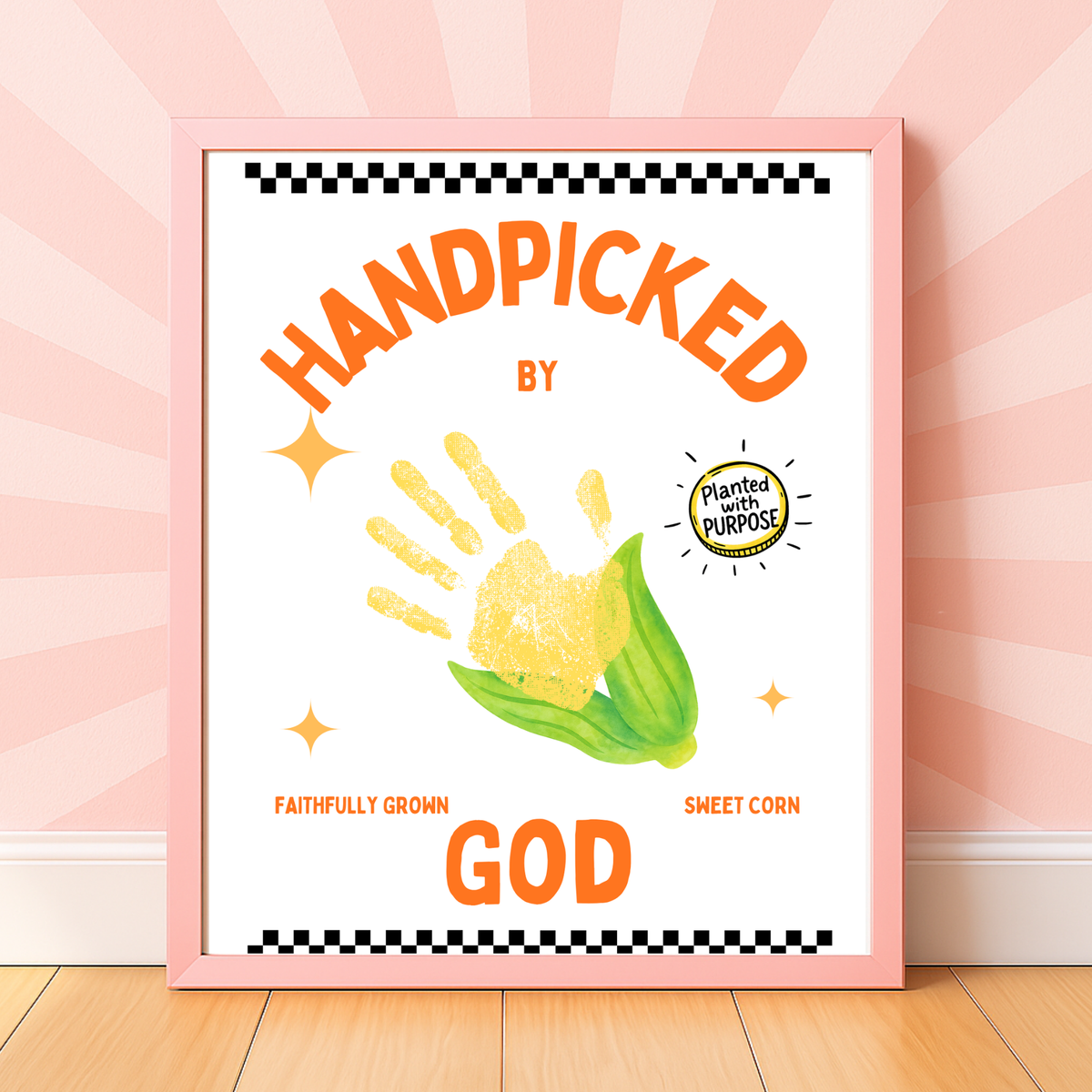 Handpicked by God Corn Handprint Craft | Christian Thanksgiving Printable | Preschool Fall Keepsake