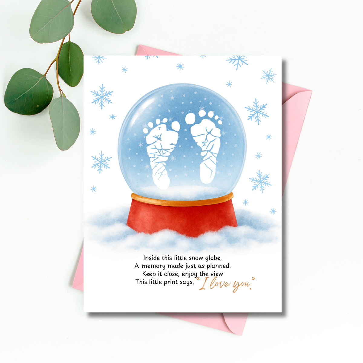 Snow Globe Handprint & Footprint Craft | Winter Keepsake Printable | Preschool Handprint Activity | Baby Footprint Memory Craft