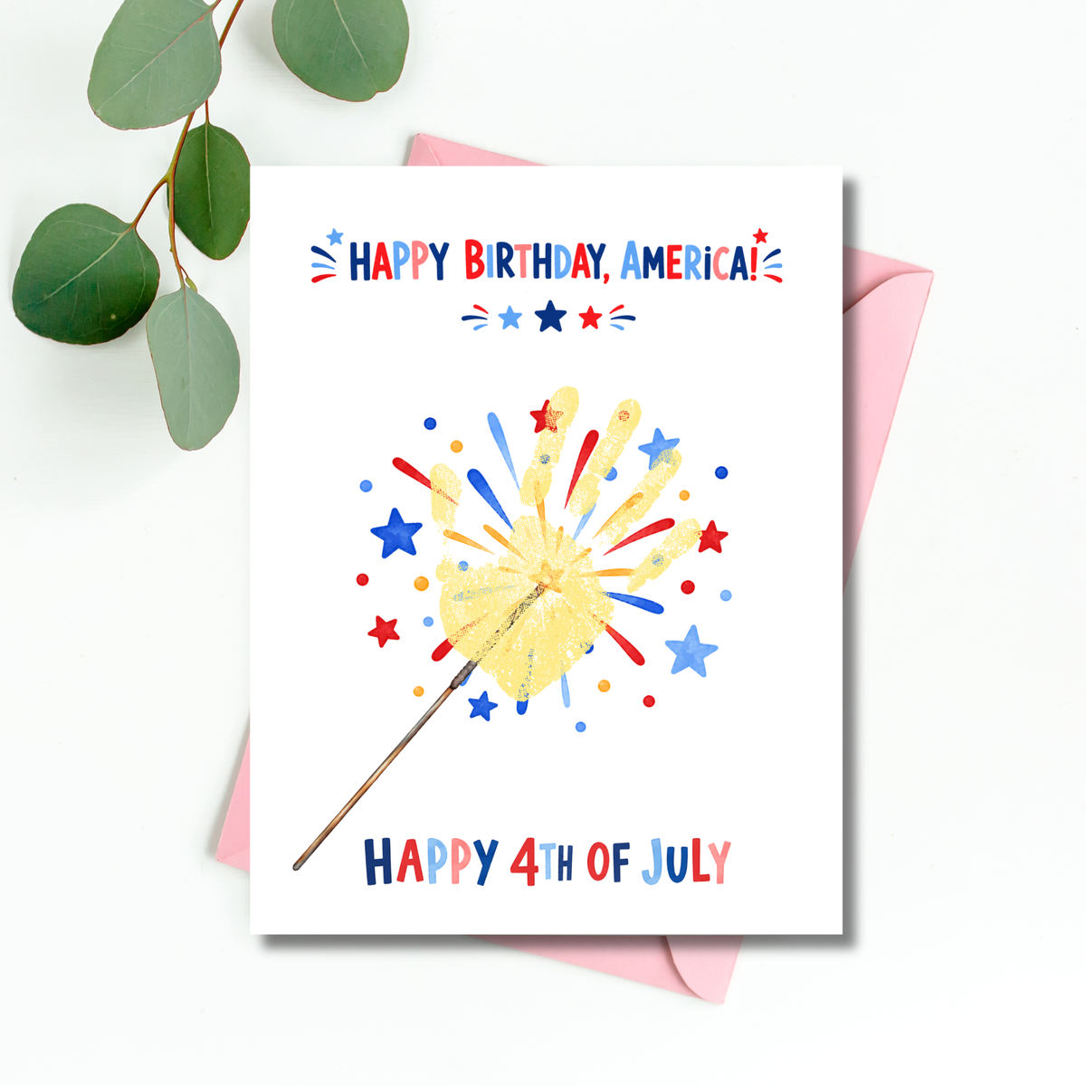 4th of July Handprint Craft for Kids | Patriotic Preschool & Kindergarten Activity | Happy Birthday America Printable