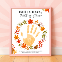 Fall Is Here, Full of Cheer Handprint Craft | Fall Wreath Keepsake | Autumn Printable for Kids