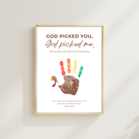 Christian Thanksgiving Turkey Handprint Craft Printable | God Picked You God Picked Me | Thanksgiving Bible Craft for Kids | Sunday School Activity