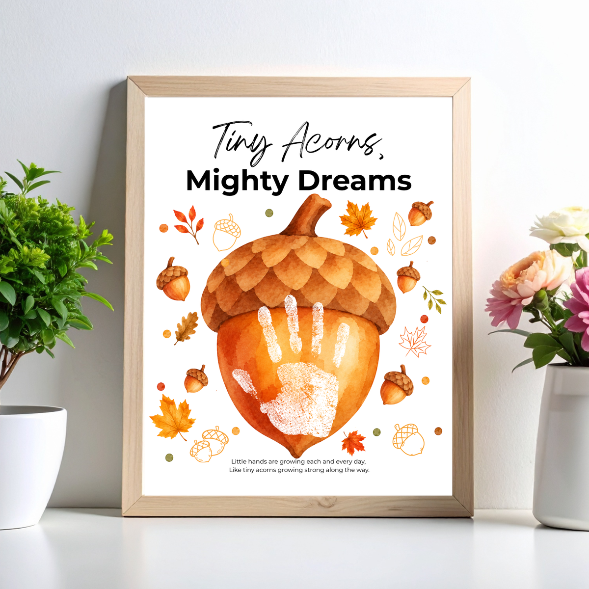 Fall Acorn Handprint Craft for Kids | Tiny Acorns Mighty Dreams Preschool Autumn Activity & Keepsake