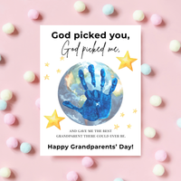 Grandparents Day Handprint Craft Printable | “God Picked You, God Picked Me” Faith-Based Grandparent Keepsake | Kids Christian Art PDF