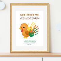 God Picked Me, A Thankful Creation Handprint Craft Printable | Christian Thanksgiving Activity | Preschool Turkey Keepsake