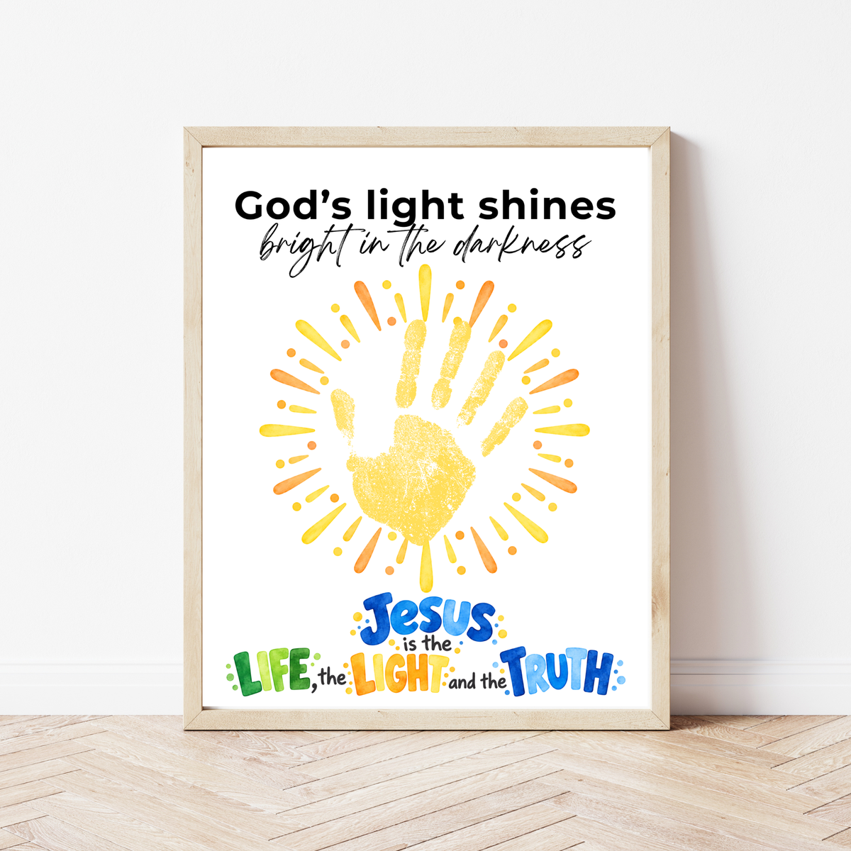 God’s Light Shines Handprint Craft for Kids | Jesus Life Light Truth Christian Printable | Bible Sunday School Activity