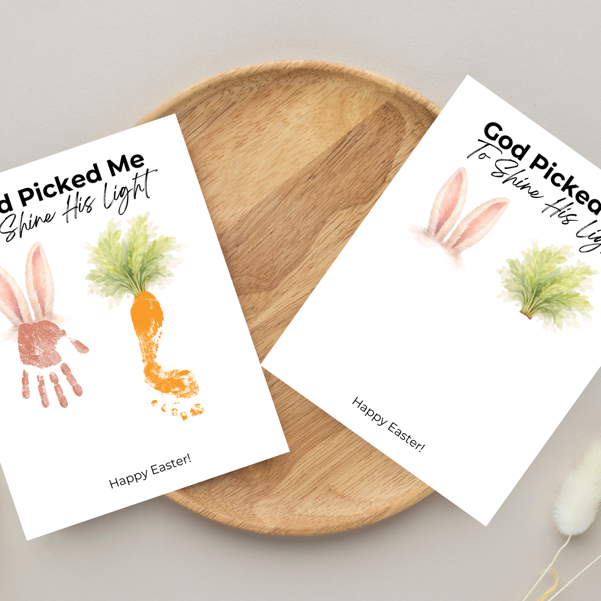 God Picked Me to Shine His Light Easter Handprint Craft Printable | Christian Bunny & Carrot Keepsake | Faith-Based Kids Easter Activity PDF