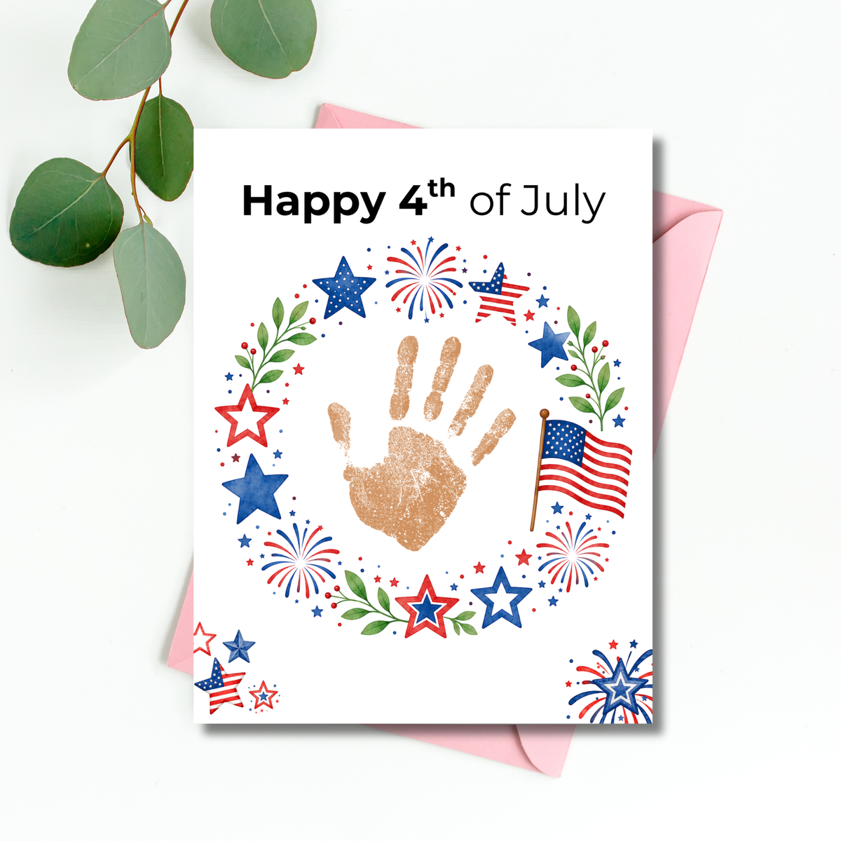 4th of July Handprint Wreath Craft for Kids | Patriotic Preschool & Kindergarten Activity | Independence Day Printable