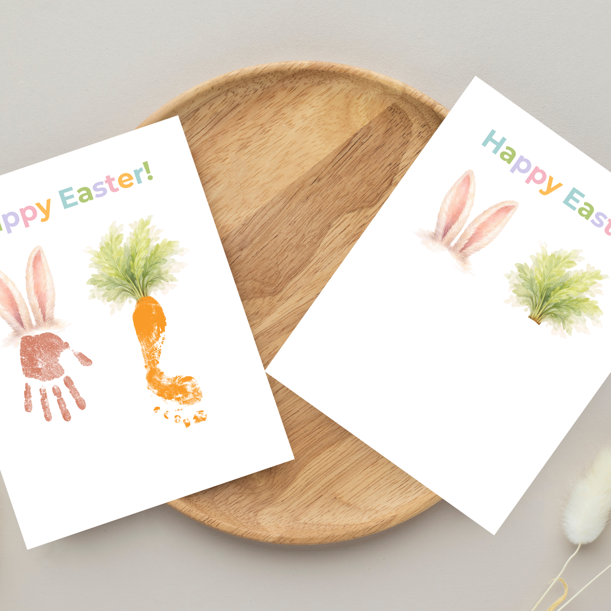 Happy Easter Bunny & Carrot Handprint Keepsake Printable | Easter Memory Art | Spring Kids Activity PDF