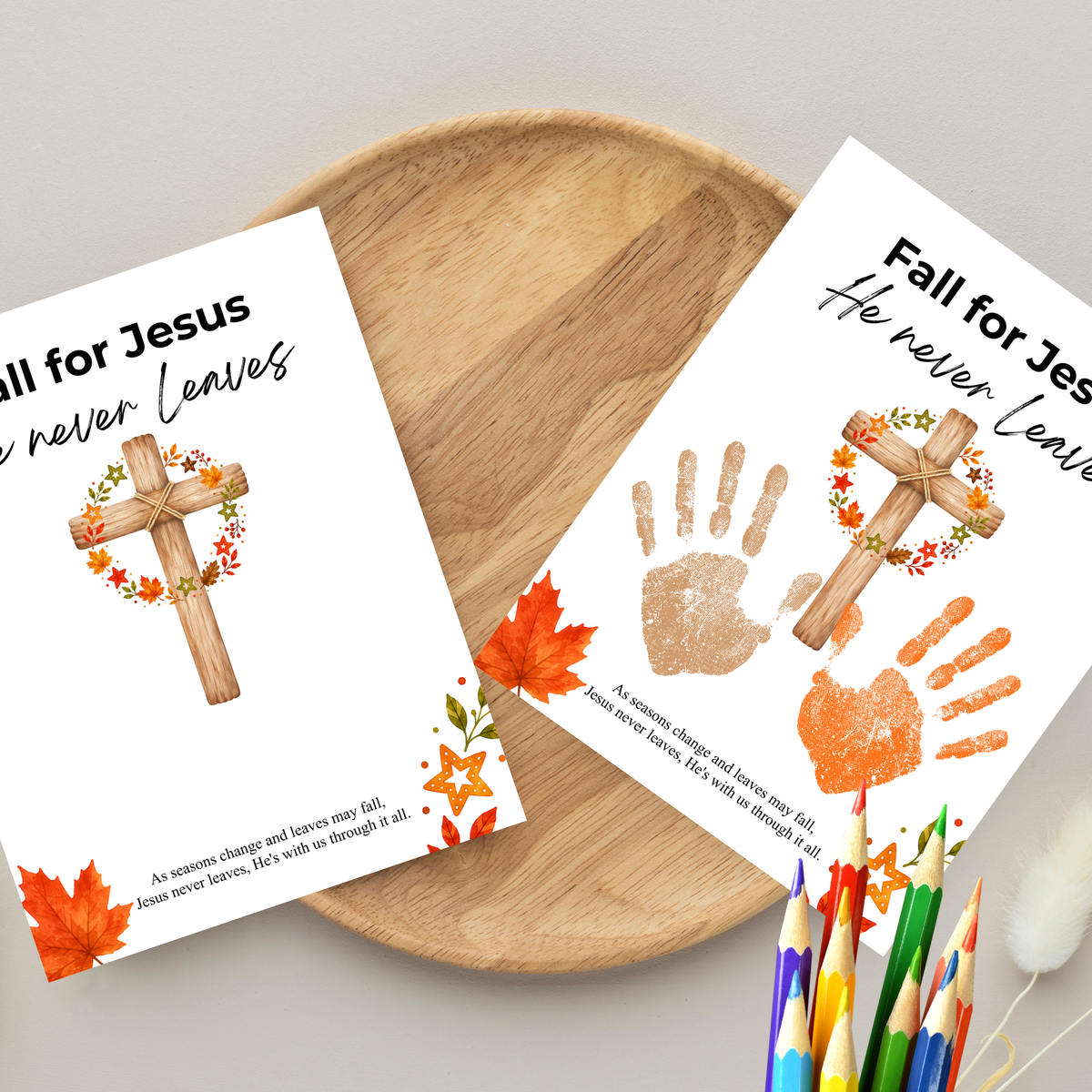 Fall for Jesus Cross Handprint Craft | Christian Fall Printable | Autumn Keepsake for Kids