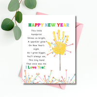 Happy New Year Sparkler Poem Handprint & Fingerprint Craft | New Year's Printable | Preschool New Year Keepsake | Kindergarten 2027 Activity